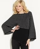 AK Anne Klein Striped Dolman-Sleeve Sweater