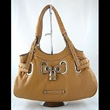 Tan Large Padlock Satchel Tote Bag Purse Handbag