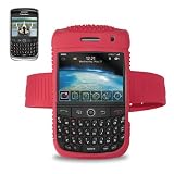 New Fashionable Perfect Fit Soft Silicon Gel Protector Skin Cover (Faceplate/Snap On) Rubber Cell Phone Case with Sports Armband for RIM Blackberry Curve 8900 AT&T, T-Mobile - Red