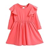 enchante petit(アンシャンテ プティ) キッズ 子供 バックリボン付肩フリル長袖ワンピース ≪全10色≫ 100cm #コーラル