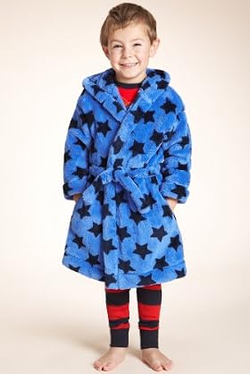 Younger Boys' Star Print Hooded Dressing Gown