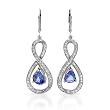 Earrings With 4.52ctw Precious Stones - Genuine Clean Diamonds and Tanzanites 14K White Gold. Total item weight 8.10g Length 47.0mm