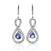 Earrings With 4.52ctw Precious Stones - Genuine Clean Diamonds and Tanzanites 14K White Gold. Total item weight 8.10g Length 47.0mm