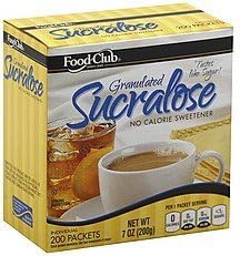 Food Club No Calorie Sweetener -- Sucralose -- Box of 200 -- Pack of 2 (400 Packets Total)