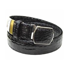 【クリックで詳細表示】クロコダイル ベリー 両面 メンズ 手縫いベルト ブラックシルバー CRB-40DS