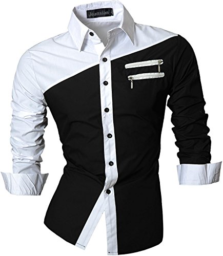 jeansian Men's Slim Fit Long Sleeves Casual Shirts
