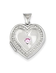 Sterling Silver Pink CZ 18mm Heart Locket