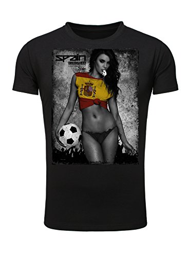 Legendary Items Herren T-Shirt EM 2016 Sexy Girl Frau Fußball Europameisterschaft Vintage Spanien Spain schwarz L