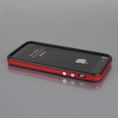i-Beans【全43色】iPhone5 用バンパー ソフト+ハード アイフォン5 バンパーケース ブラック+レッド Bumper Case for iPhone 5（7876-37）