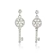 Silvertone Crystal Key Post Earrings Fashion Jewelry