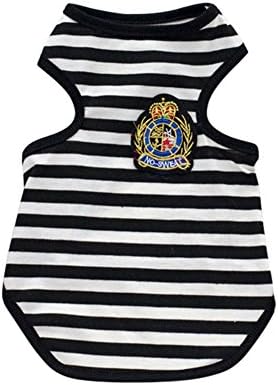 JZN Pet Puppy Dog Cat Pet Clothes Striped Sleeveless Vest Racerback Tank Top Black