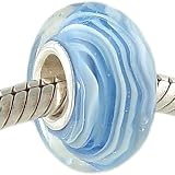 Best Price Ocean Tide Murano Style Glass and Solid 925 Sterling Silver Core Bead fits European Charm Bracelet