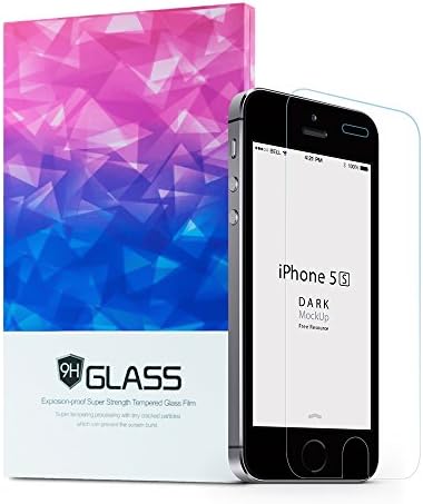 Miboo - iPhone SE Tempered Glass Screen Protector, 9H Hardness 0.26 mm Anti Scratch &amp; Shatter Glass Screen Protector for Apple iPhone SE 5SE (Clear)