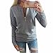 Lady Winter/Fall Hoodies Long Sleeves Zipper Round Collar Simple Loose New Gray
