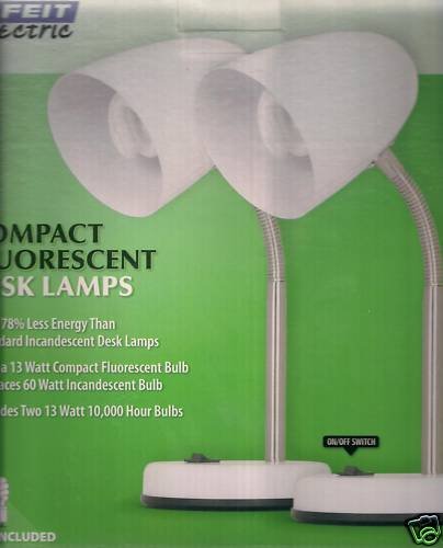Feit Electric Compact Fluorescent Desk Lamps 2-Pack, WHITE
