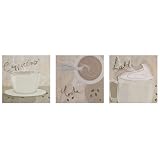 L C Designs Caf� Wall Art, Set of 3, 20 x 20 cm