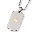 18K Gold Plated Polished Titanium Dog Tag with 22 Inch Bead Chain