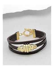 Saddle Brown Leather Bracelet In White Base