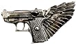 Mens "Winged Pistol" Gun Metal Belt Buckle Mens "Winged Pistol" Gun Metal Belt Buckle
