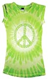 Sublimation PEACE LIME Tie Dye Fitted Juniors Girly Retro Groovy Vintage Tee Shirt T-Shirt, Medium