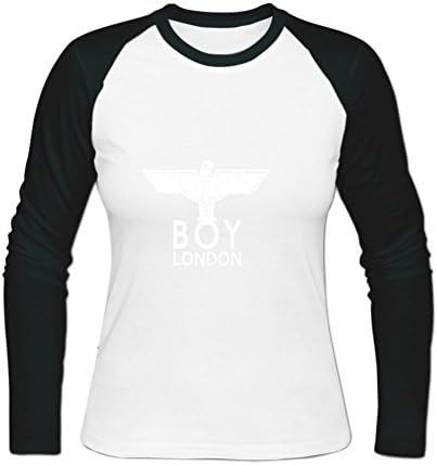 ZIHLN Women's Boy London Baseball T shirt Long Sleeve XXL White