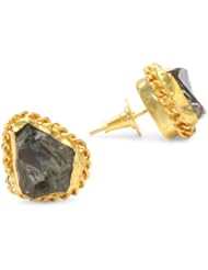 Zariin "Careless Whispers" Green Amethyst Gold Stud Earrings