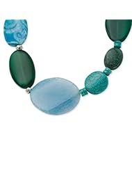 Sterling Silver 16in Blue & Green Agate/Jasper/Howlite/Turquoise Necklace