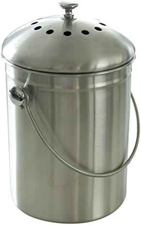 Compost Bin Stainless Steel with Charcoal Filter and Instructions Included