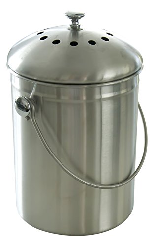 Compost Bin Stainless Steel with Charcoal Filter and Instructions Included