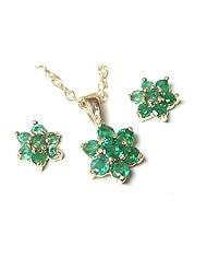 Peninsula Jewellery 9Ct Gold Emerald Pendant And Earring Set