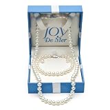 18 White Freshwater Pearl Necklace, Bracelet and Stud Earrings Set, Sterling Silver in Gift Box