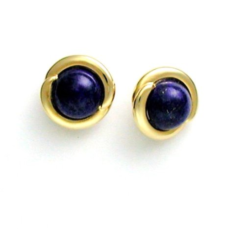 Lapis Earrings 14mm A.A.A. Afgan Beads Lapis on 14k Gold Clip on Jacket Earrings
