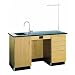 Diversified Woodcrafts 1214K-R Solid Oak Wood Instructors Desk with Sink on Right, Phenolic Resin Top, 5' Width