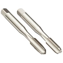 Dormer E500/E513 High-Speed Steel Straight Flute Tap Set, Uncoated (Bright) Finish, Round Shank with Square End, 2-Piece Set (1 Plug, 1 Bottoming Chamfer)