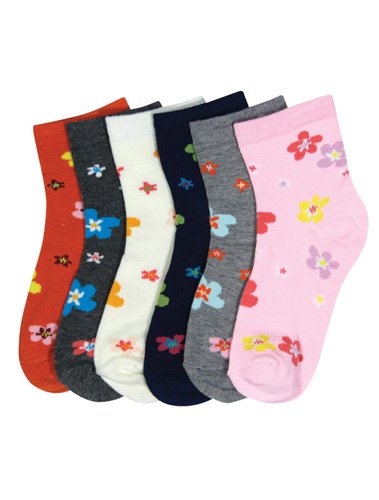 Mopas Lot of 6 Pairs Infant To Young Girls Assorted Kids Computer Socks