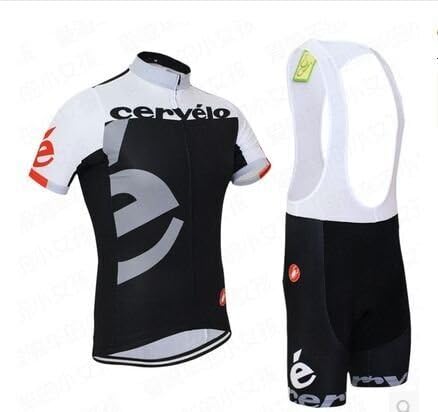 2015 Outdoor Sports Pro Team Men's Short Sleeve Cervelo Black Cycling Jersey and Shorts Set (Bib suit, L)