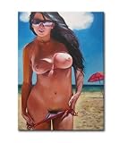 Ölgemälde schöne nackte Frau am Strand handgemalt Kunst Akt in Öl Erotik Ölbild Bilder original Gemälde Malerei Wandbilder Bild Dekoration Deko