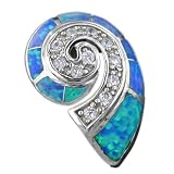 Rhodium Silver Opal Fancy Nautilus Shell Pendant Hawaiian Jewelry