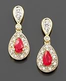 14k Gold Ruby (1/2 ct. t.w.) & Diamond Drop Earrings (1/8 ct. t.w.)