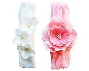 975 New baby headband pantyhose 94   Soft & stretchy nylon baby flower headband(2 pc Value Pack 1) : Baby 