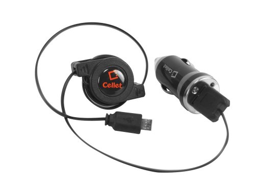 Cellet 1000mAh Bullet USB Car Charger with Retractable Micro USB Cable for Bose Series 2 Bluetooth Headset