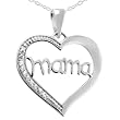 Sterling Silver Cubic Zirconia Mama Heart Necklace
