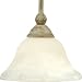 Progress Lighting P5040-42 1-Light Stem-Hung Mini-Pendant with Antique Alabaster Glass Bowl and Pineapple Patterned Details, Seabrook