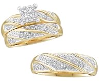Stunning 2 Tone Diamond Trio Set For Him and Her - BLOWOUT DEAL-
