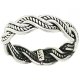 925 Solid Silver Braided Rope Twisted Band Ring