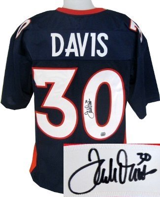 Terrell Davis Autographed/Hand Signed Denver Broncos Navy Prostyle Jersey- Mounted Hologram