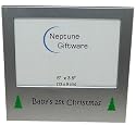 ' Baby's 1st Christmas ' - Photo Picture Frame Gift - 5 x 3.5 " - Brushed Aluminium Satin Silver Colour