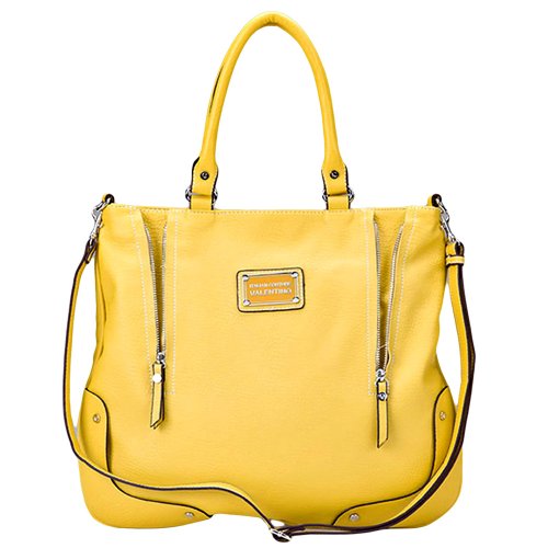 Valentino Mustard Italian Couture Large Zipper Handbag