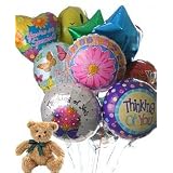 12 Mylar Balloon Bouquet with Bear, Thinking of You by GiftTree.com