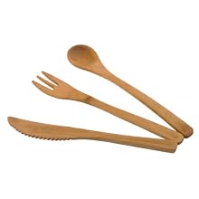 Packnwood Kit Bamboo Cutlery Set of Fork, Knife and Spoon, 6.3" Length (5 Packs of 50)
